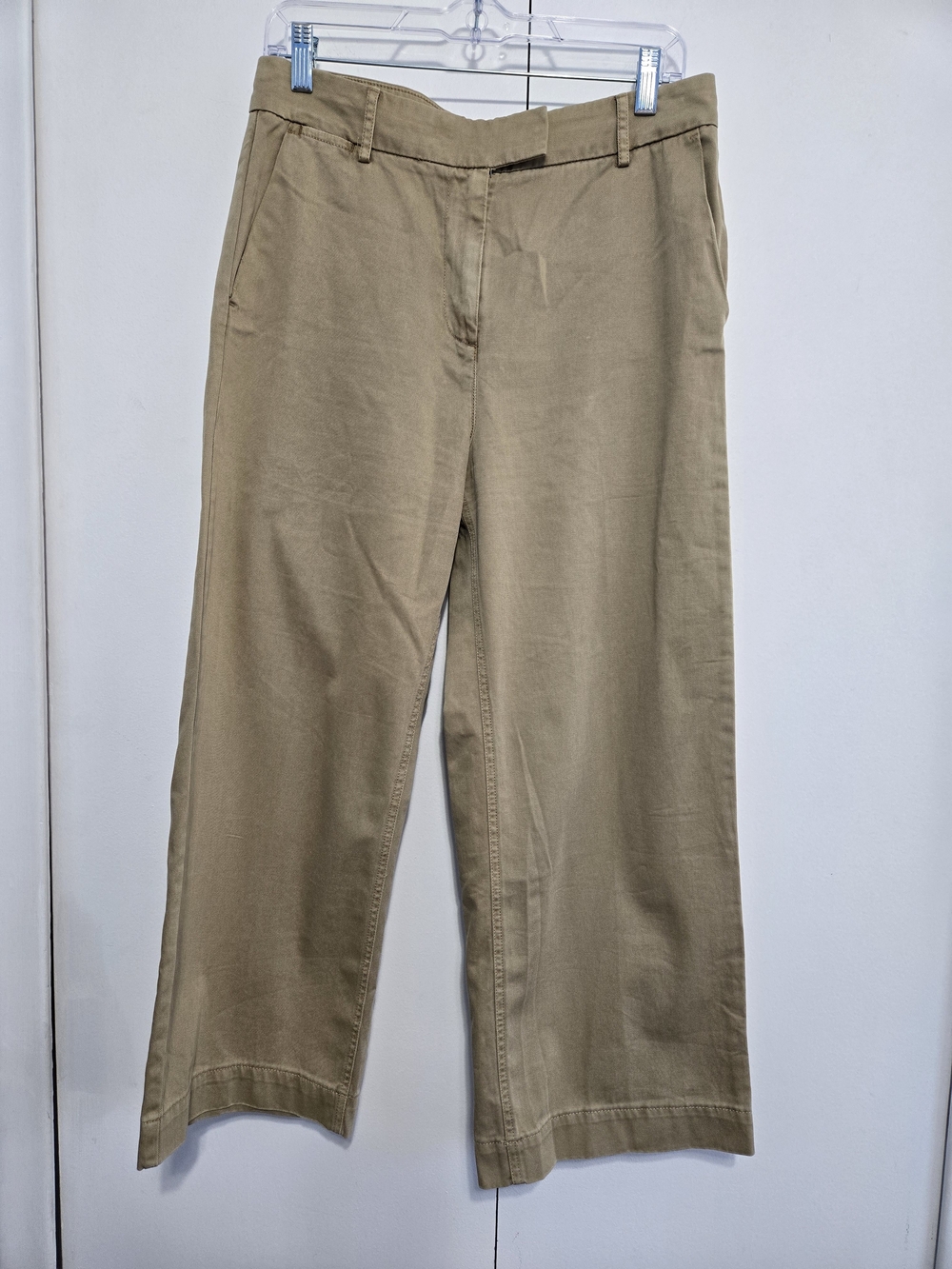 J. Crew Khaki Wide Leg Crop Pants Women's Size 6 100% Cotton
